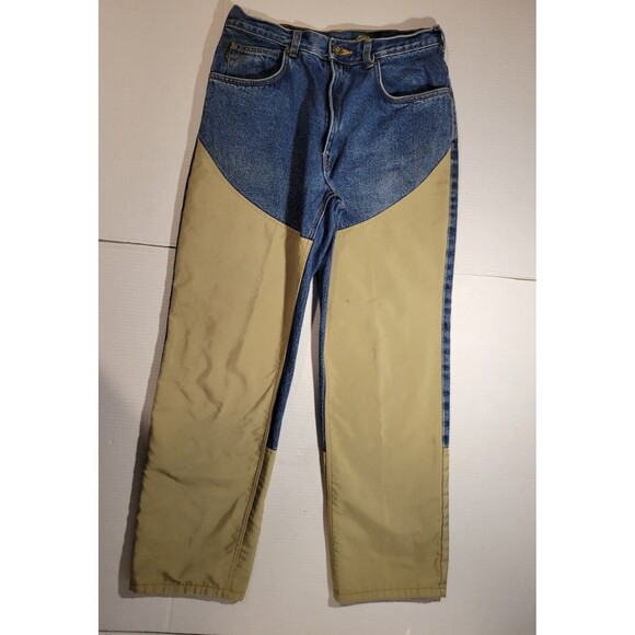 Cabelas Brush Guard Hunting Pants Mens 34x30 Blue Denim 100% Cotton Straight Leg - Picture 1 of 11